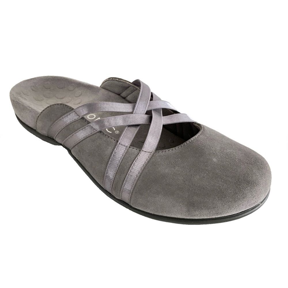 Vionic Claire Suede Comfortable Slip-On Flats Gray 8